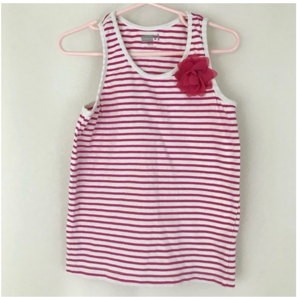 Girl’s Crazy 8 Red and White Striped Tank Top with Rosette Size XS